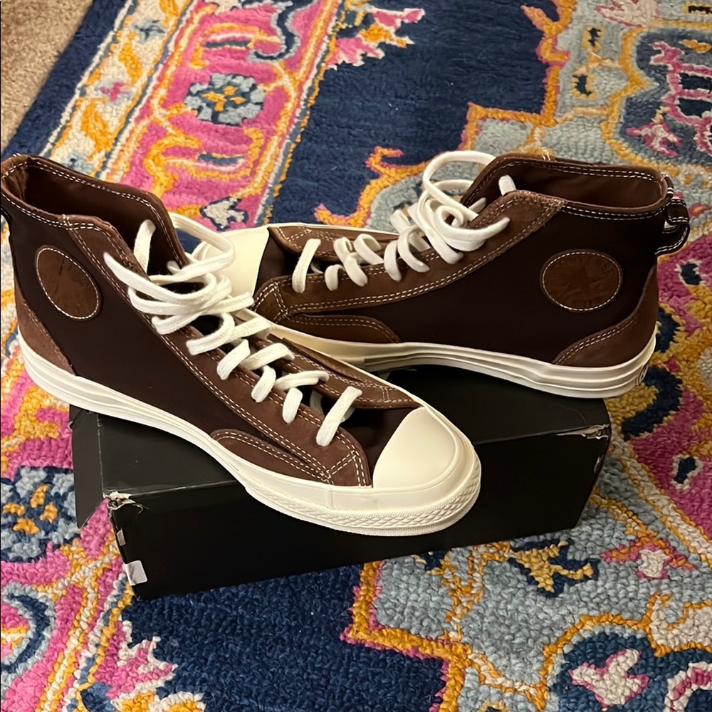 Converse Brown High-Top Sneakers with White Accents